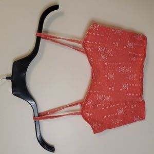 Hollister Coral Tribal Print Unlined Bralette / Crop Top